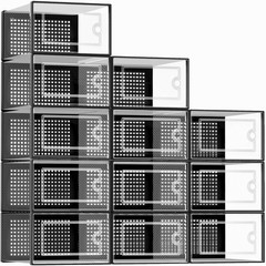 X-Large Shoe Storage Boxes Organizers Clear Plastic Stackable 12 Pack, Shoe Rack