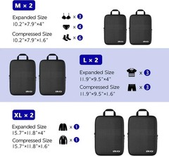 6-Piece Travel Compression Packing Cubes Set Luggage Organizer Bags for Carry-On