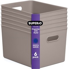 Superio – Basket Open Home Storage Bins Organizer X-Large Taupe