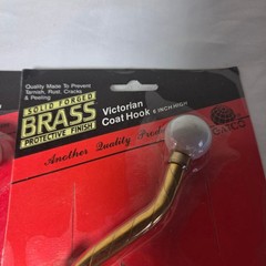 Gatco Solid Forged Brass Victorian Coat Hook 6 Inch White Ceramic Knobs Set of 3