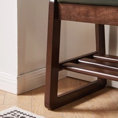 Shoe Storage Bench 39.37″ with Vegan Leather Seat, Lift Top & Shelves, Entryway