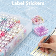 FODIENS Bead Organizer Box, 72 Pcs Mini Clear Bead Storage with Hinged Lid an…