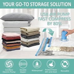Vacuum Travel Bags PA+PE 8 Pack with Pump Space Saver for Clothes Luggage