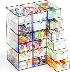 9 Pack Small Acrylic Drawers With 18 Drawers,Clear Drawer Organizers Stackabl…