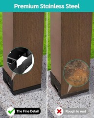 6 PCS 6×6 Black Galvanized Post Base Steel Inter 5.5×5.5 Wood to Concrete Adj…