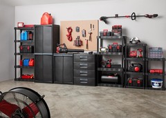 Hyper Tough 4 Tier Storage Shelving Plastic Heavy Duty Organizer Rack Black