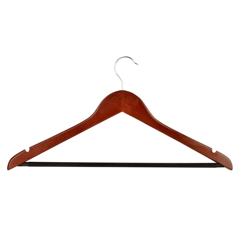 Honey-Can-Do No Slip Wooden Coat Hangers, Cherry Wood, 24-Pack 24 Pack,