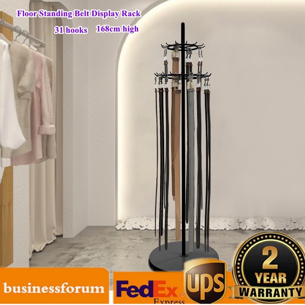 Floor Standing Belt Display Rack 66in Metal Retail Tie Rack Hanger Organizer