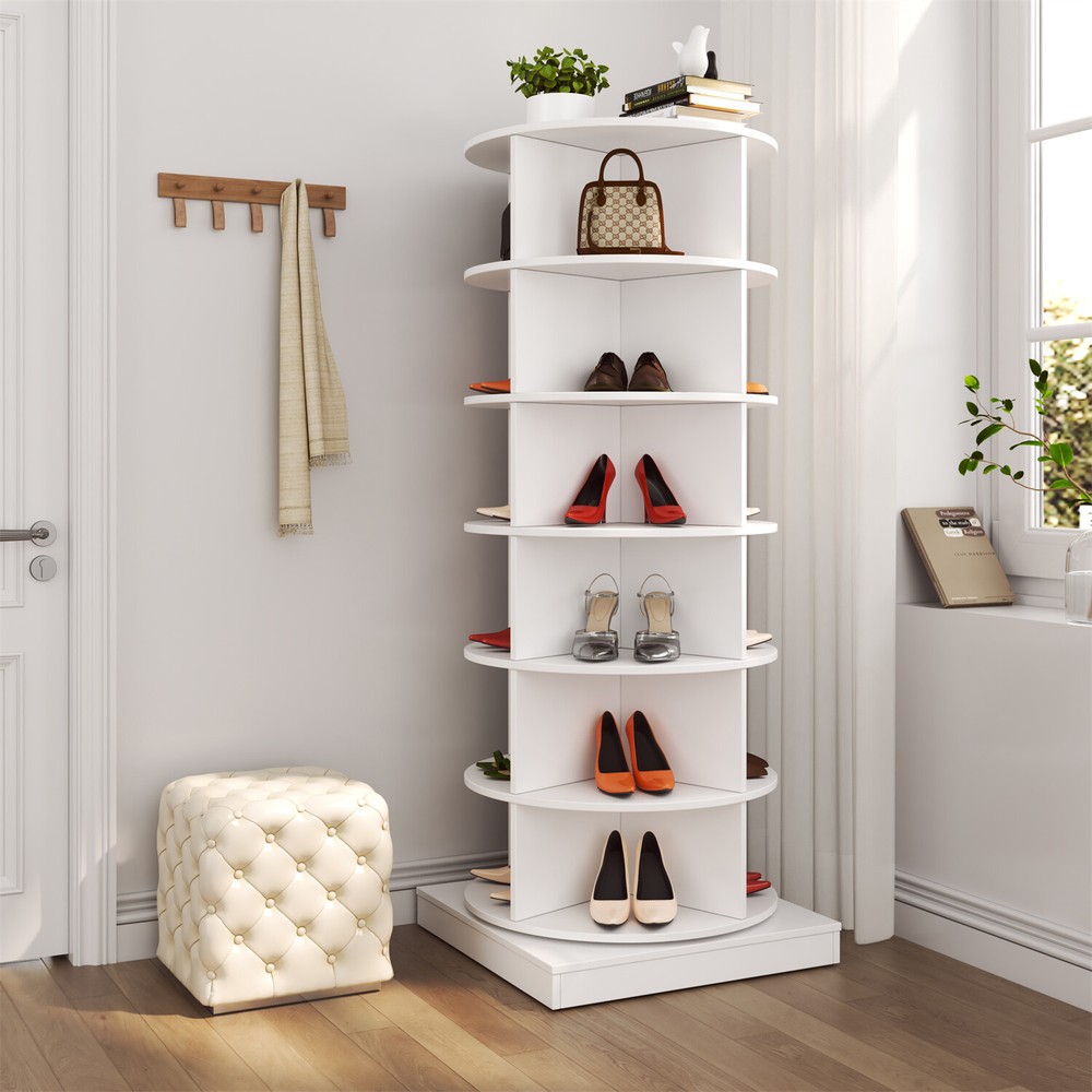 6 Tier Rotating Shoe Rack Tower 360° Spinning Shoe Display Carousel