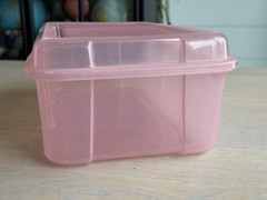 Vintage Rubbermaid Keepers Snap Case Shoe Box Clear Pink &Purple Hinged Lid 2281