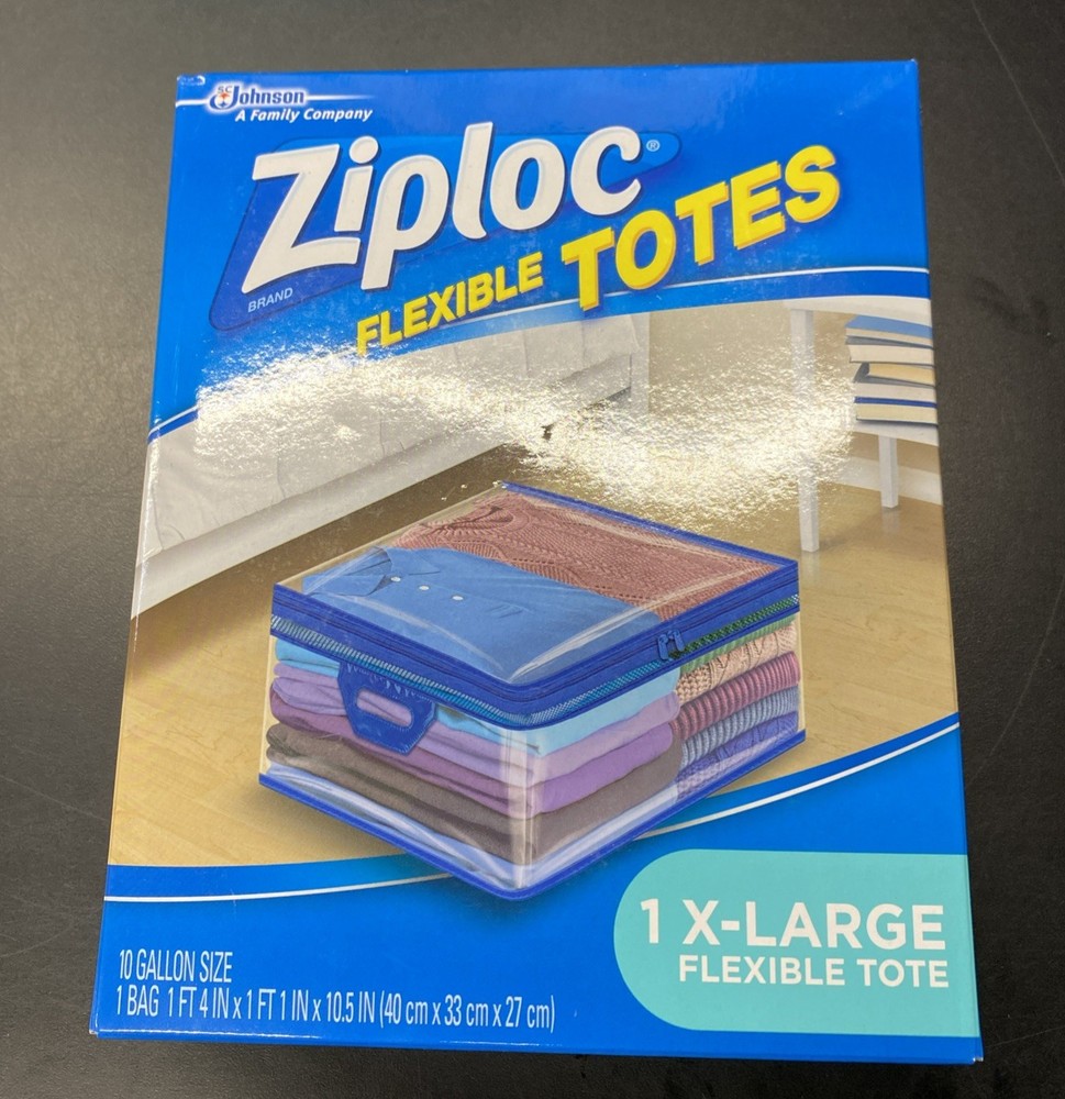 Ziploc 1 X-Large Flexible Storage Tote 10 Gallon Size Clear Plastic -New