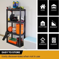 Hyper Tough Plastic Storage Shelves Garage Shelving Unit 4-Tier 57″H x 14″D x 30