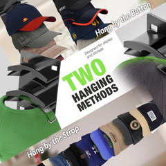 2 Pack Hat Organizer Rack for Baseball Caps Wall Mount Holder Holds 20 Hats