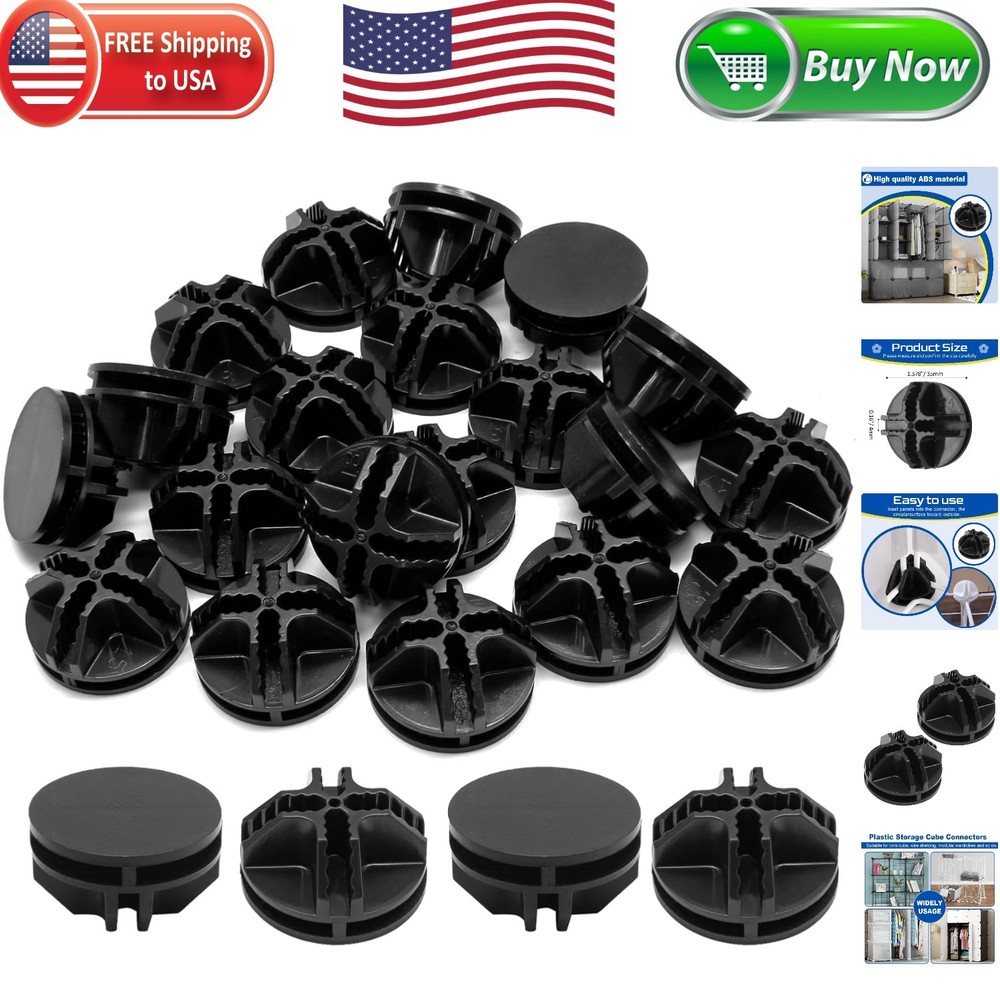 32pcs Durable Black Cube Connectors for Modular Closet and Storage Solutions