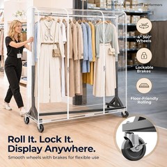 HOKEEPER Z Rack for Clothes with Cover Heavy Duty Clothing Rack Hold 500 LBS