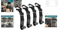 Car Headrest Hooks 4 Pack Adjustable Plastic Organizer Hooks Universal Fit Black
