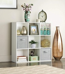 Elegant 9 Cube Storage Organizer – Stackable MDF Bookshelf in White Finish