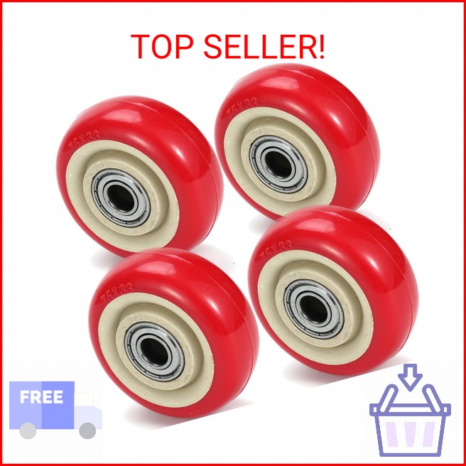 3 Inches Casters Wheels Medium Duty, 4 Packs Bearing 350 LBS, Replacement for Pl