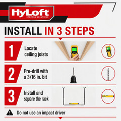 Hyloft Adjustable Garage Ceiling Mount Storage Rack Kit, Ceiling Shelving Mounts