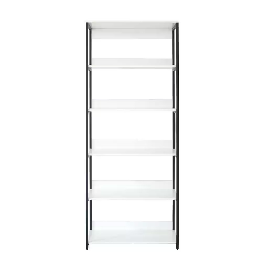 Fiona 32 In. W White Freestanding Wood Closet System Tower with 5 Shelves