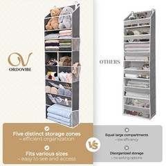 6in1 Over Door Hanging Organizer Versatile Storage 12 Mesh Pockets Deep Gray