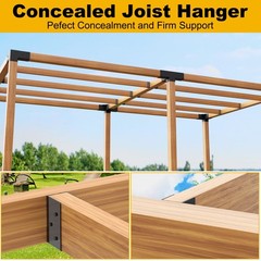 FMhotu Concealed Joist Hanger (1 Pack),4″x6″ Outdoor Concealed-Flange Joist B…