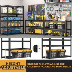 24″ D x 59″ W x 72″ H Garage Shelving Heavy Duty 5 Tier Metal Storage Shelves