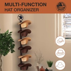 P-ALADIN Cowboy Hat Holder, Rack for 16 x 9.3 x 3 inches, Walnut