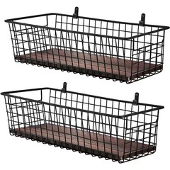 Black 16.5 In. X 3.5 In. Metal Decorative Basket Set of 2 with Handles