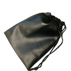 Black Faux Leather Gift Tote Storage Bag 6” X 8” Drawstring Closure