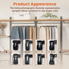 Black Pants Hangers 50 Pack, 12 Inch Skirt Hangers with Non-Slip Big Clips and 3