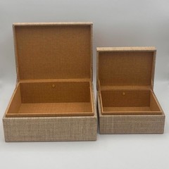 Made Goods Valeria Box Set of 2 Woven Natural Raffia Storage Boxes