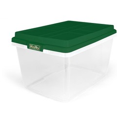 Hefty 72 Qt Christmas Storage Bin Clear Green Lid Holiday Storage Tote 6 Pack