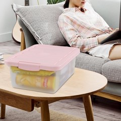 14 Quart Plastic Latching Storage Box, Plastic Underbed Storage Bin with Pink…