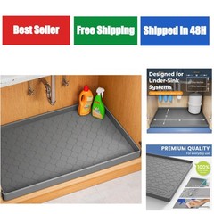 Jin&Bao Waterproof Under Sink Mat 34″ x 22″ Silicone Cabinet Protector
