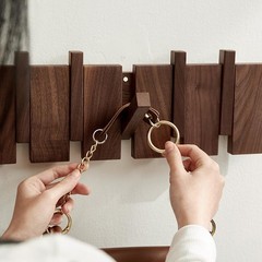 Wood Coat Rack Wall Mount – Large Walnut Piano Coat Rack wtih 5 Hooks for Han…