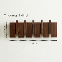 Wood Coat Rack Wall Mount – Large Walnut Piano Coat Rack wtih 5 Hooks for Han…
