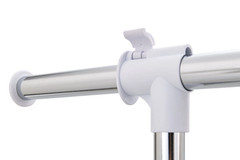 Adjustable Metal Rolling Garment Clothes Rack, Chrome & White