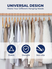 10-Pack Solid Wood Hangers with 360° Rose Gold Hook & Non-Slip Pant Bar