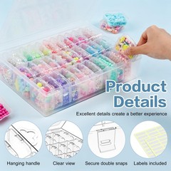 FODIENS Bead Organizer Box, 72 Pcs Mini Clear Bead Storage with Hinged Lid an…