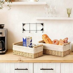 Set of 2 Wicker Storage Baskets with Handles Decorative Toilet Paper Tank Organi
