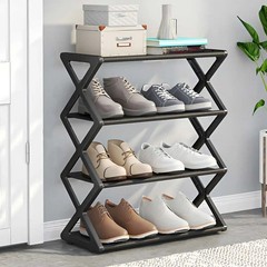 4 Tier Shoe Rack, Narrow Stackable Shoe Storage Organizer Shelf