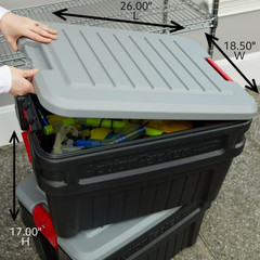 Rubbermaid 24 Gallon Action Packer Storage Bin Heavy Duty Lockable Black