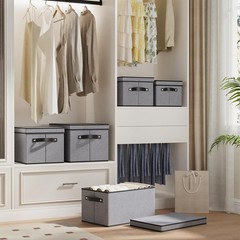 3 PCS Gray 7.1×9.1×13 Inch Storage Boxes Closet Organizer Bins With Lids