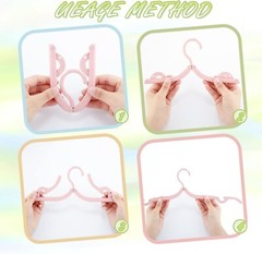 24 Pack Plastic Folding Travel Hangers Durable Slim Stylish Adjustable Clips