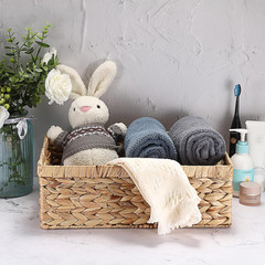 Large Woven Wicker Storage Bins with Handles – Natural Hyacinth Baskets 15×10.2x