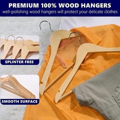 Wooden Hangers Pack of 20 & 50 & 100 Suit Hangers Premium Natural Finish Home US
