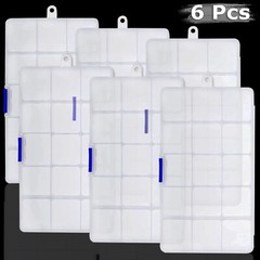 6 Pack Clear Jewelry Box Plastic Bead Storage Craft Container Earrings Organizer