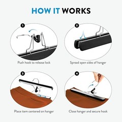 High-Grade Wooden Pants Hangers with Clips Non Slip Slack Skirt Hangers, 10 Pack