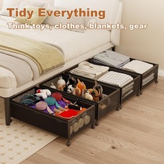 2 Pack Under the Bed Storage Containers,10 inch Height Under Bed Shoe